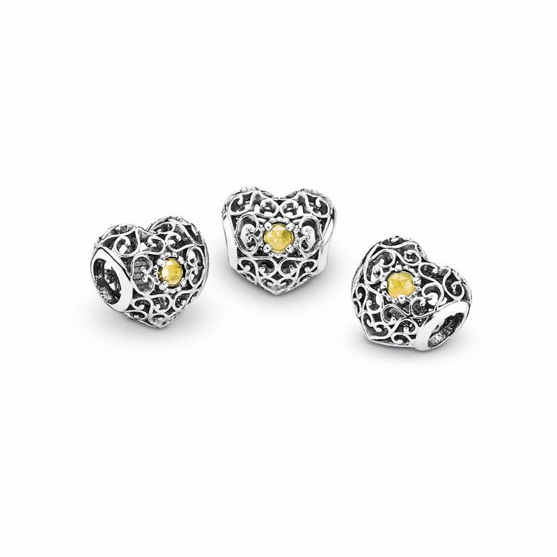 Pandora November Signature Heart Charm Silver Egypt LP6517824